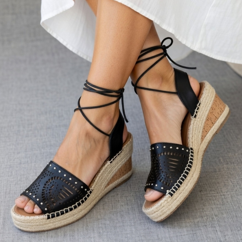 Susina Black Espadrille Sandals